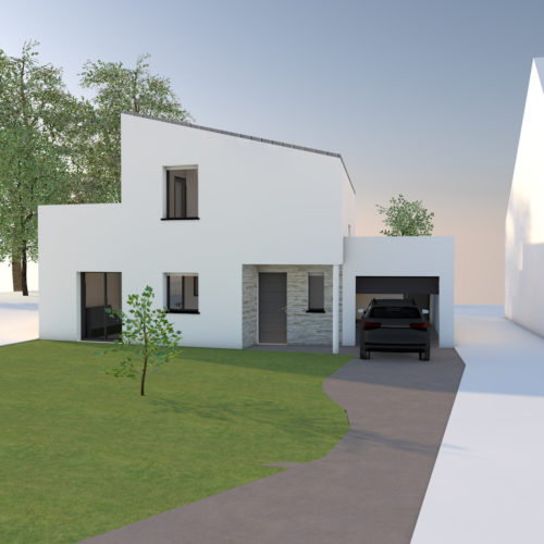 maison blanche moderne en construction design