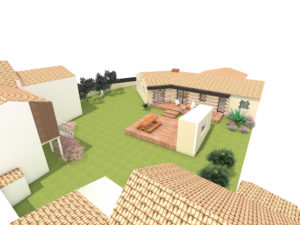 maison brique et tuiles en extension construction