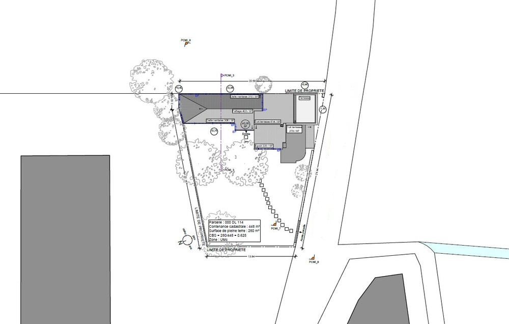 vue du dessus de la maison plan architecte