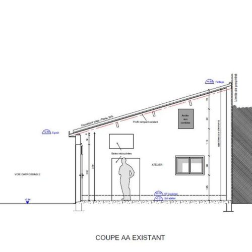 plan coupe de la maison avant surélévation