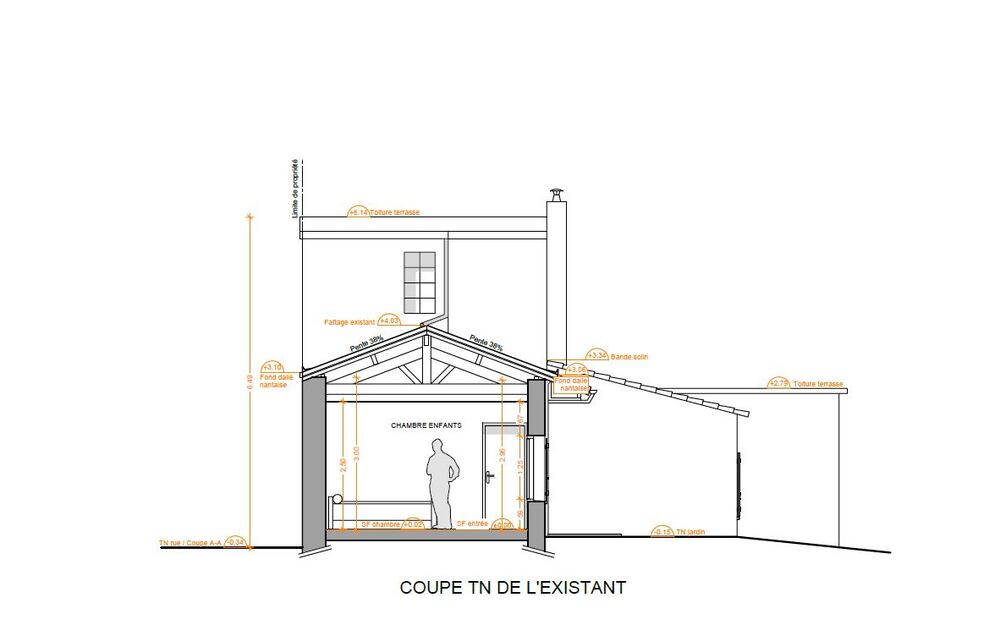 projet d'architecte de surélévation extension à Vertou