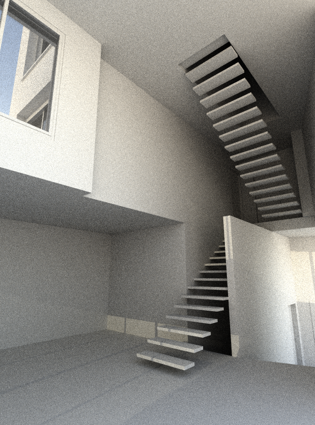 vue 3d intérieur escalier